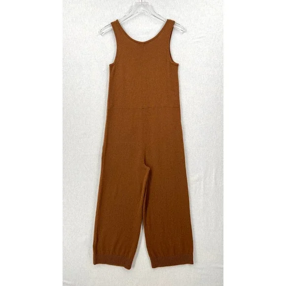 EVERLANE The Cashmere Jumpsuit Womens Small Brown Sleeveless Wide Strap Knit - Picture 5 of 16